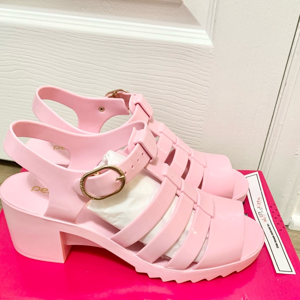 Dolls Kill Petite Jolie Jelly Pink Narrangaset Sandals - 6-1/2 - NEW